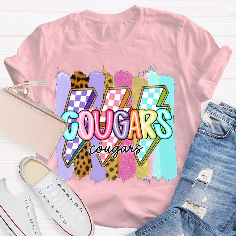 Personalized Mascot Colorful Lightning Print T-shirt