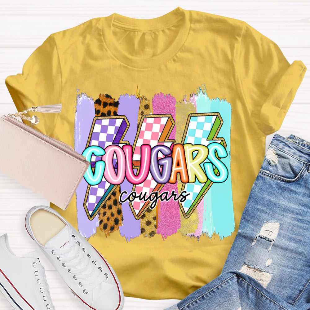 Personalized Mascot Colorful Lightning Print T-shirt