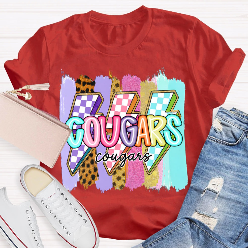 Personalized Mascot Colorful Lightning Print T-shirt