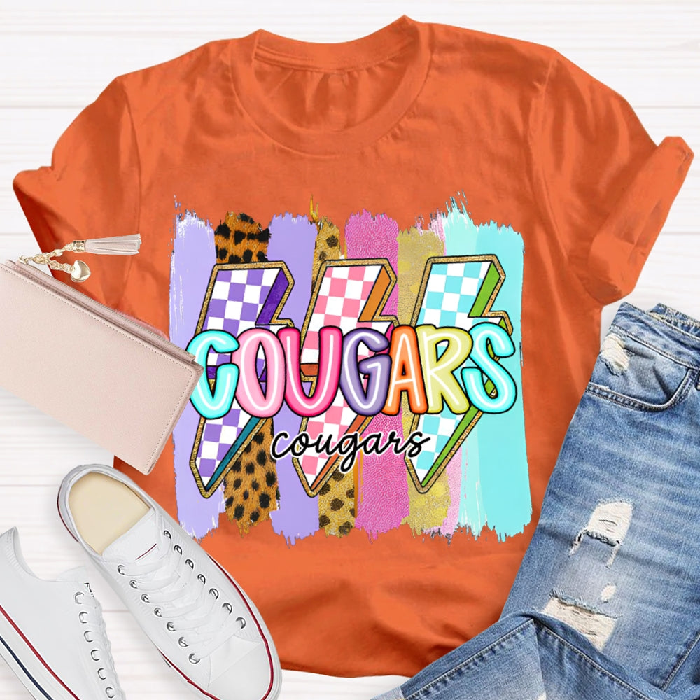 Personalized Mascot Colorful Lightning Print T-shirt