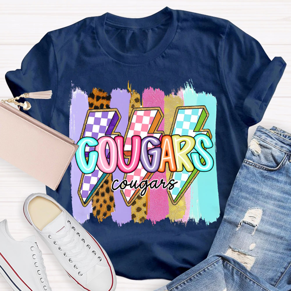 Personalized Mascot Colorful Lightning Print T-shirt
