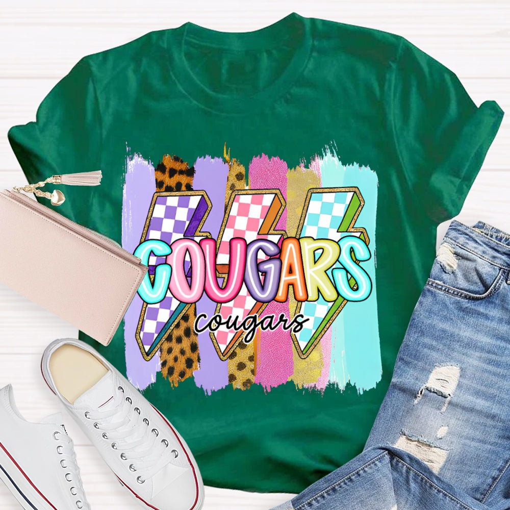 Personalized Mascot Colorful Lightning Print T-shirt