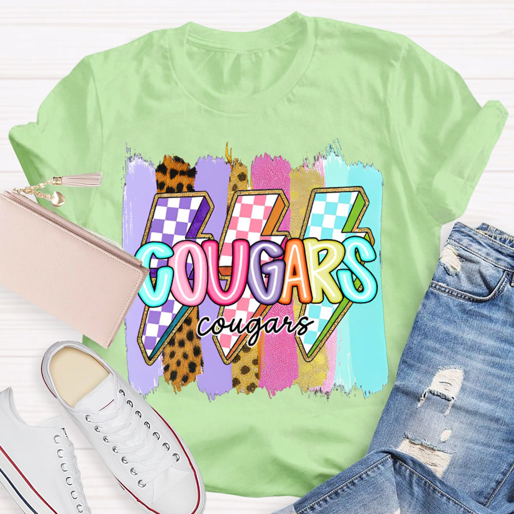 Personalized Mascot Colorful Lightning Print T-shirt