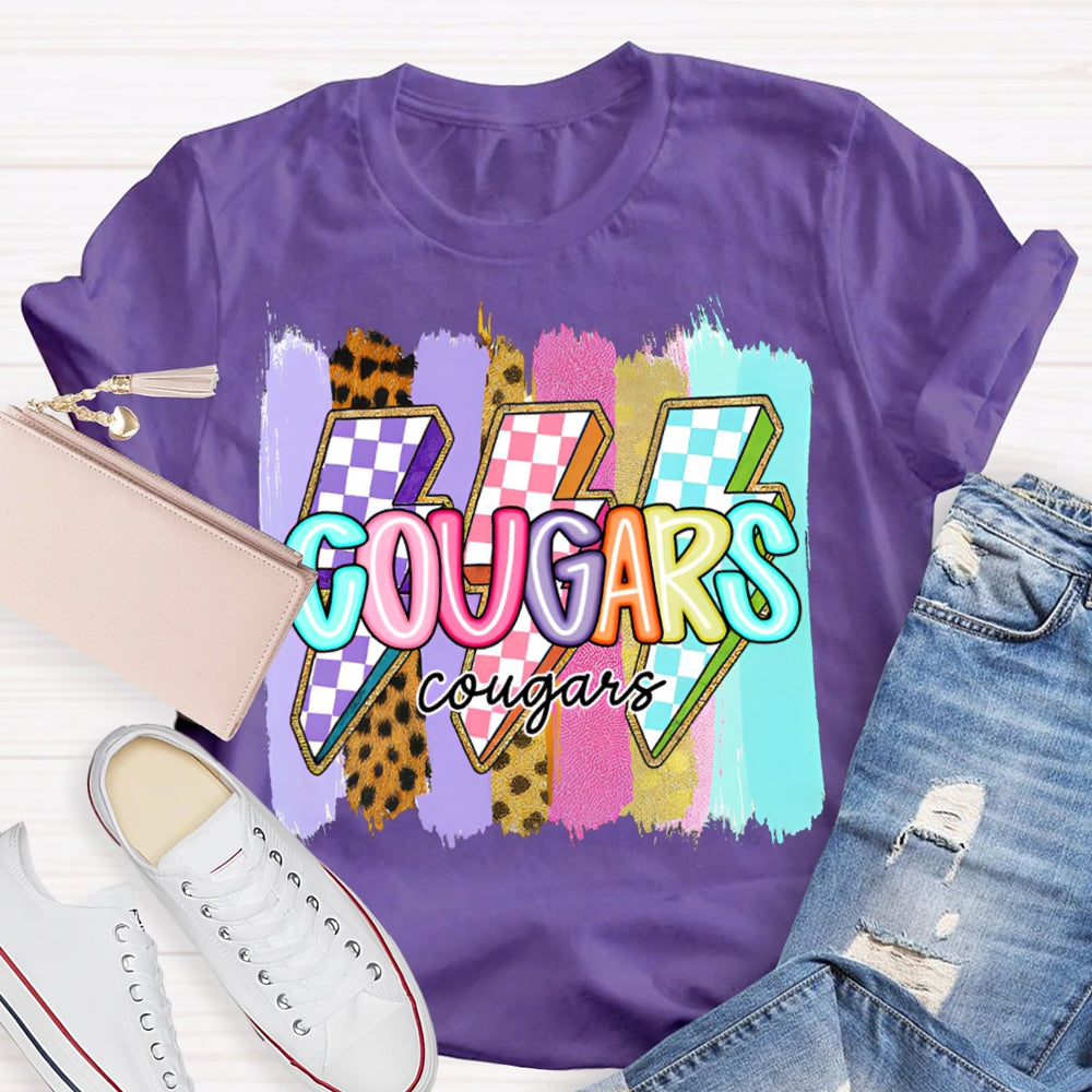 Personalized Mascot Colorful Lightning Print T-shirt