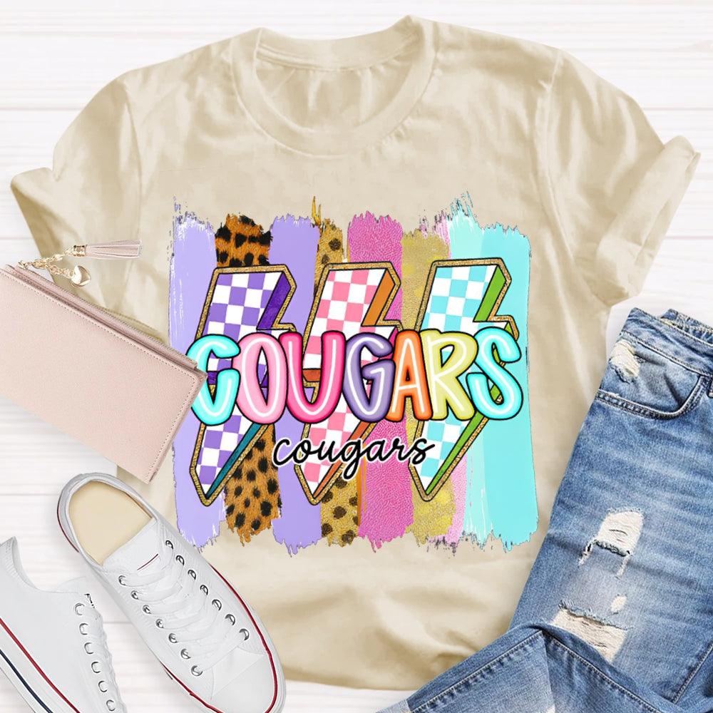 Personalized Mascot Colorful Lightning Print T-shirt