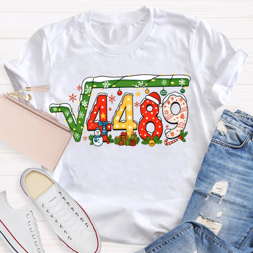 Christmas Math Teacher Snowflakes And Christmas Lights T-shirt