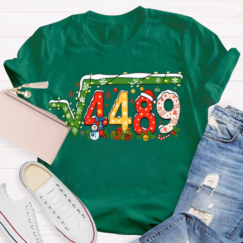 Christmas Math Teacher Snowflakes And Christmas Lights T-shirt