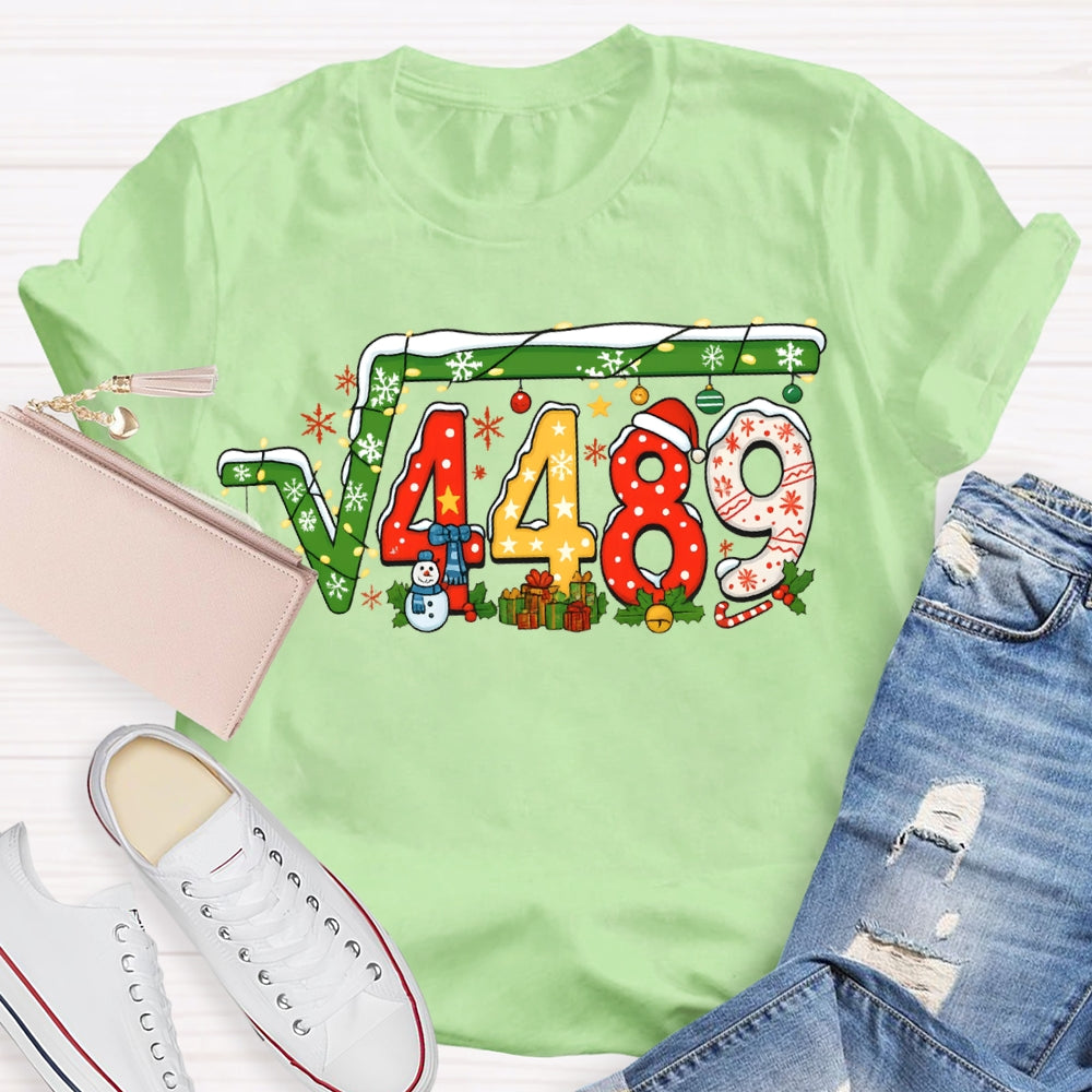 Christmas Math Teacher Snowflakes And Christmas Lights T-shirt