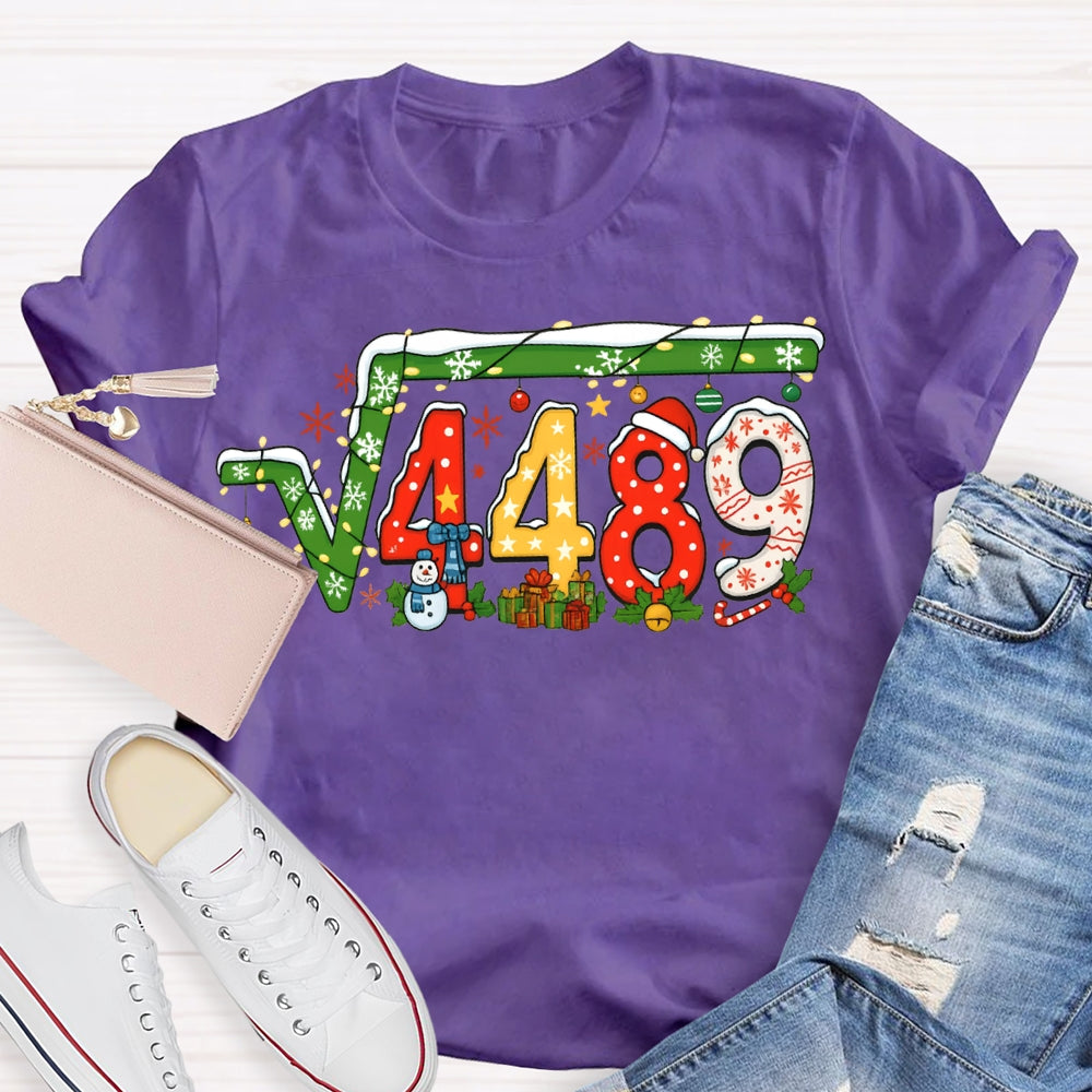 Christmas Math Teacher Snowflakes And Christmas Lights T-shirt