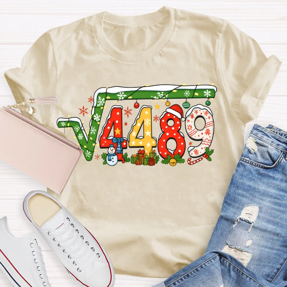Christmas Math Teacher Snowflakes And Christmas Lights T-shirt