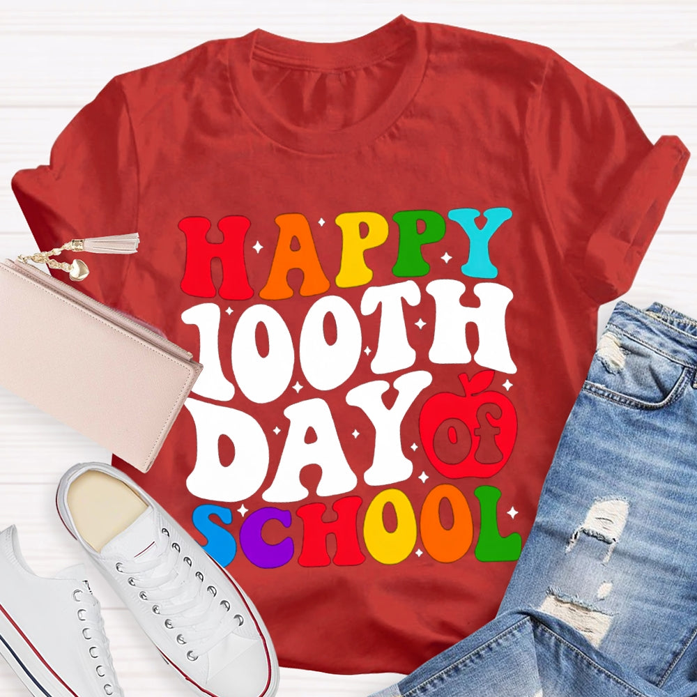Happy 100th Day Of School Colorful Fonts T-shirt