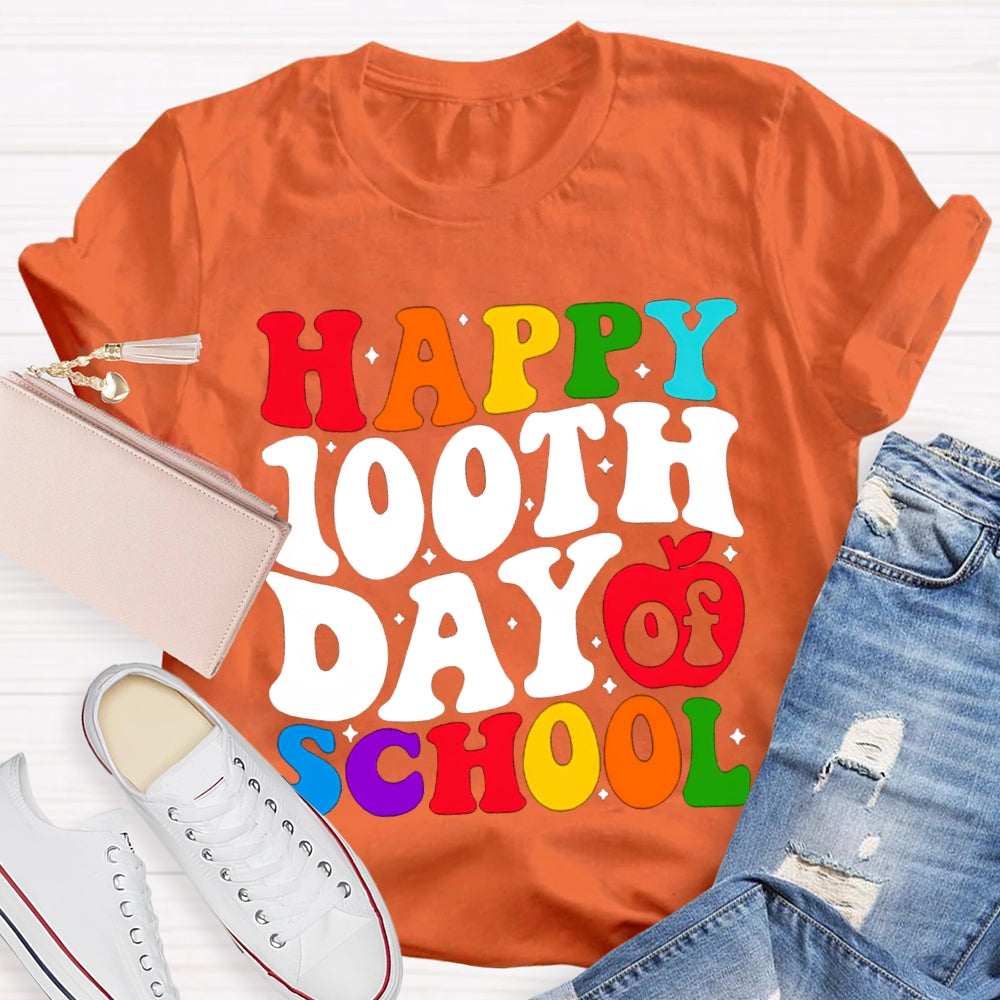 Happy 100th Day Of School Colorful Fonts T-shirt