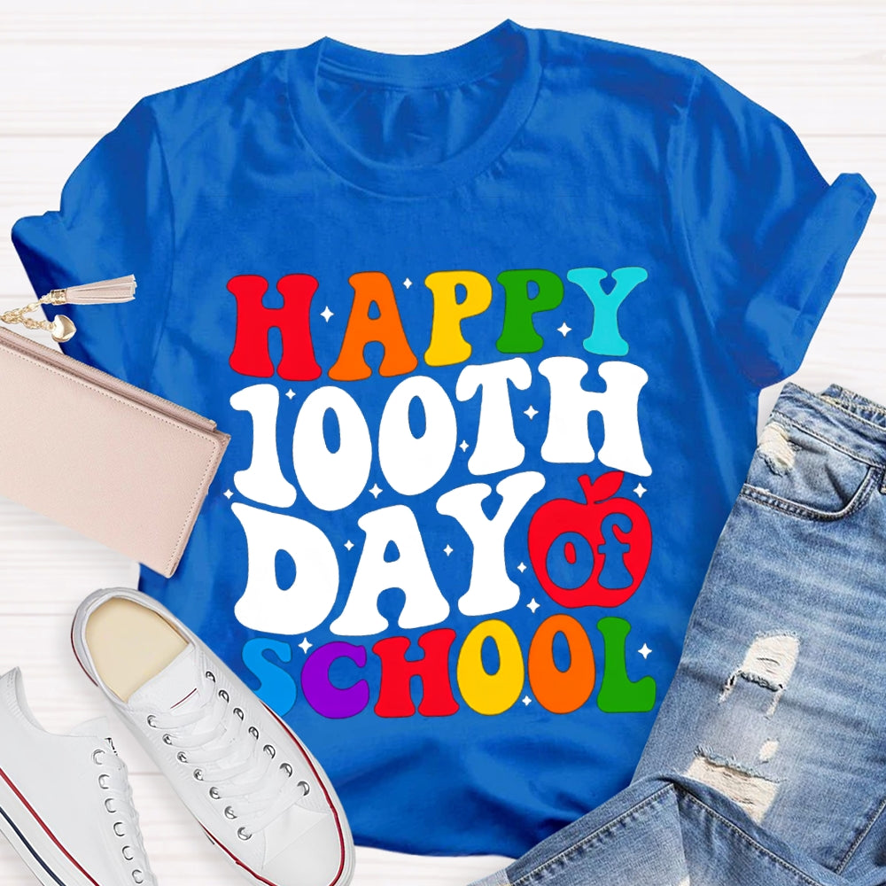 Happy 100th Day Of School Colorful Fonts T-shirt