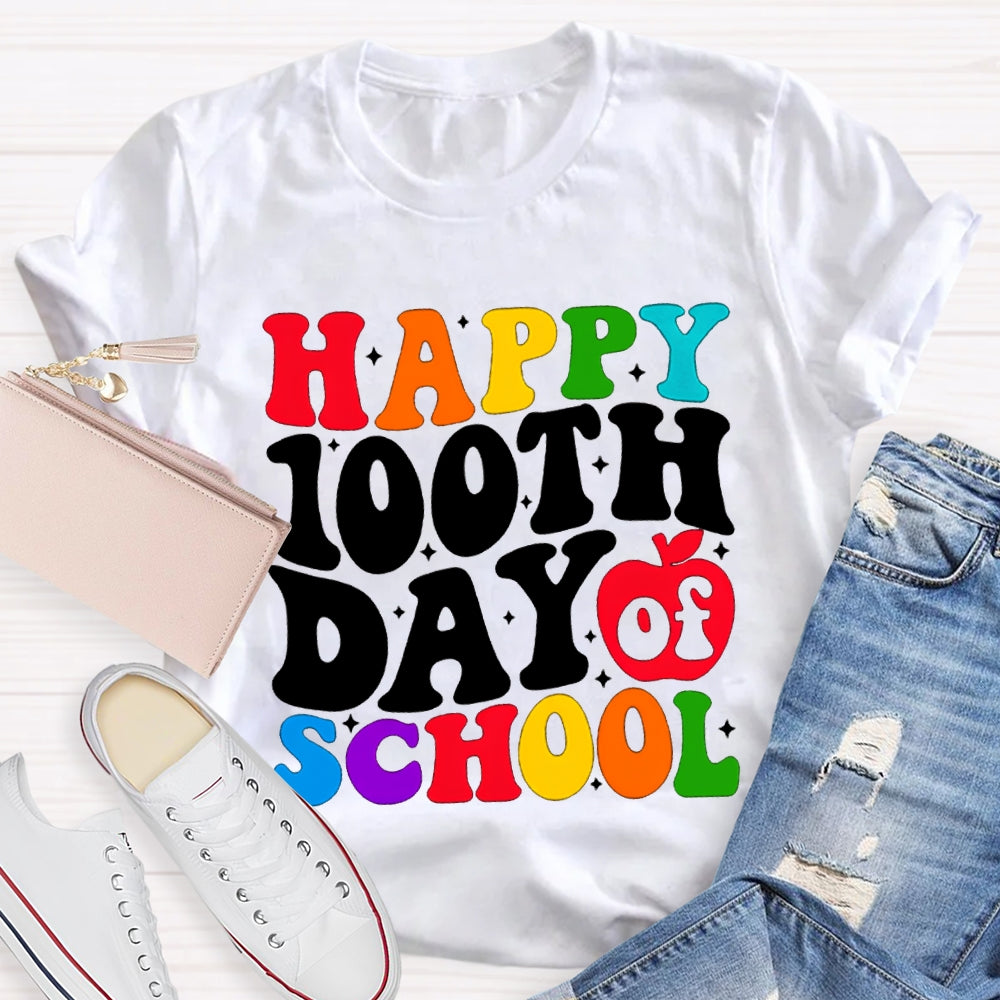 Happy 100th Day Of School Colorful Fonts T-shirt