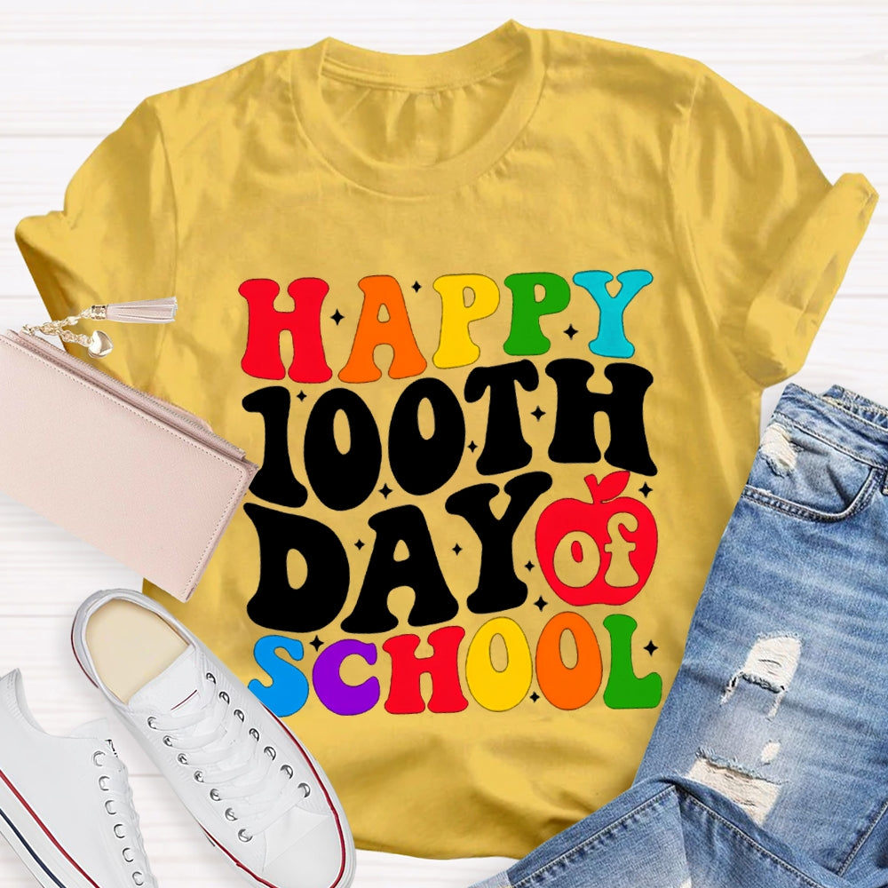 Happy 100th Day Of School Colorful Fonts T-shirt