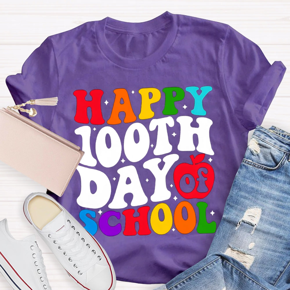 Happy 100th Day Of School Colorful Fonts T-shirt