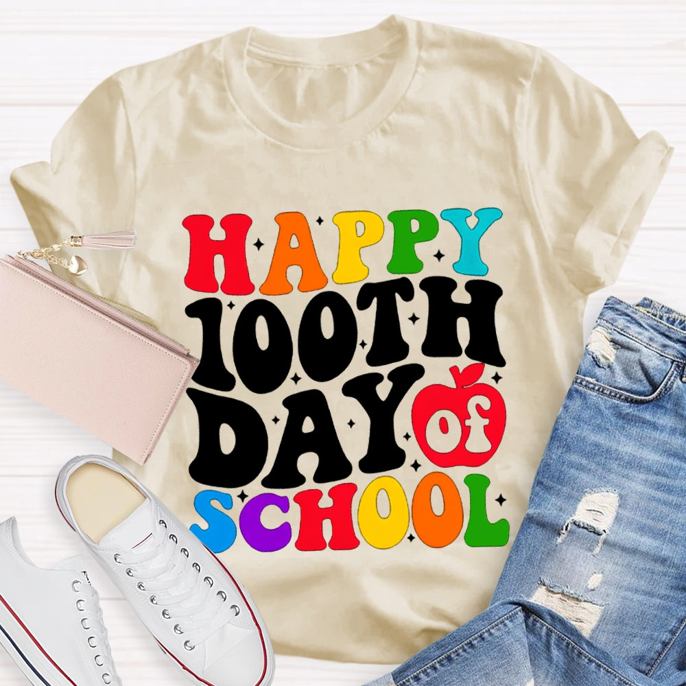 Happy 100th Day Of School Colorful Fonts T-shirt