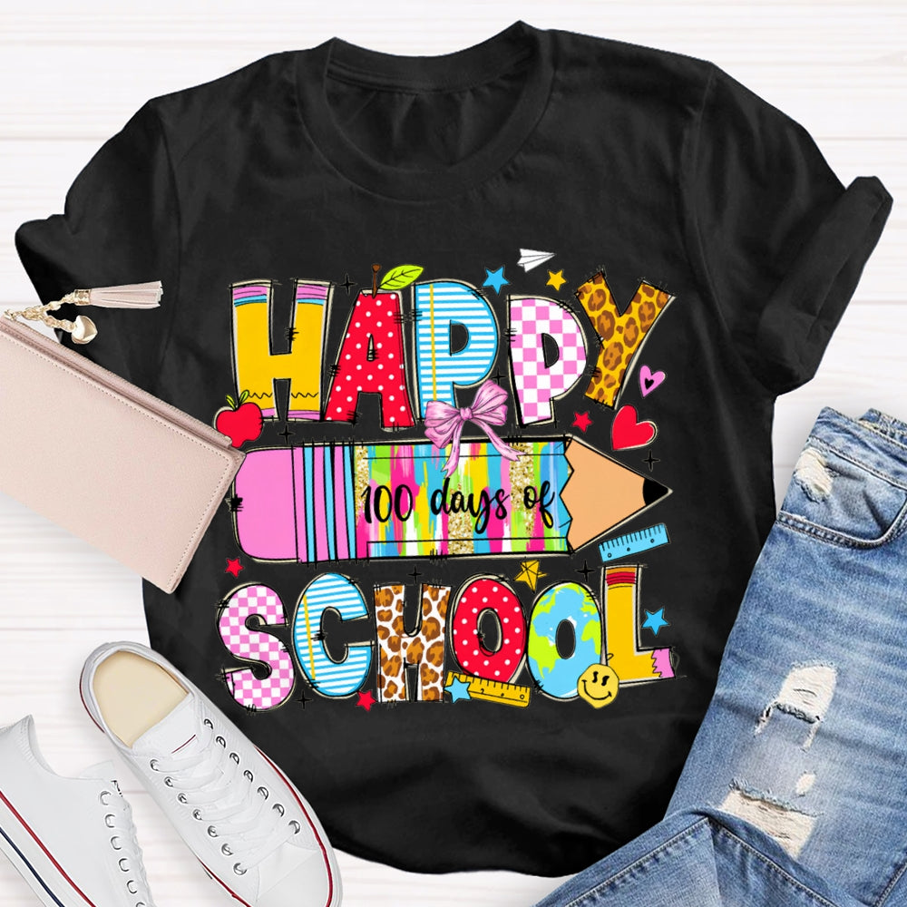 Happy 100 Days Of School Colored Tie-Dye Pencils T-shirt