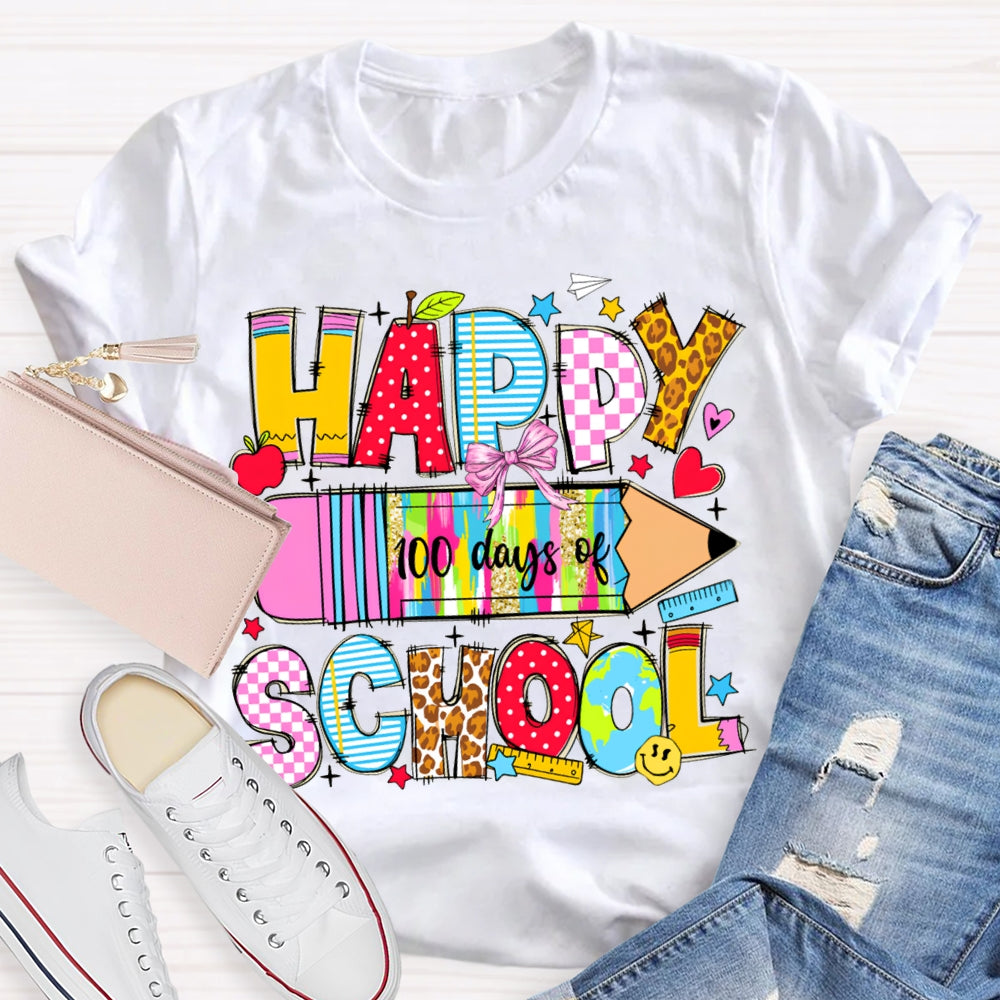 Happy 100 Days Of School Colored Tie-Dye Pencils T-shirt