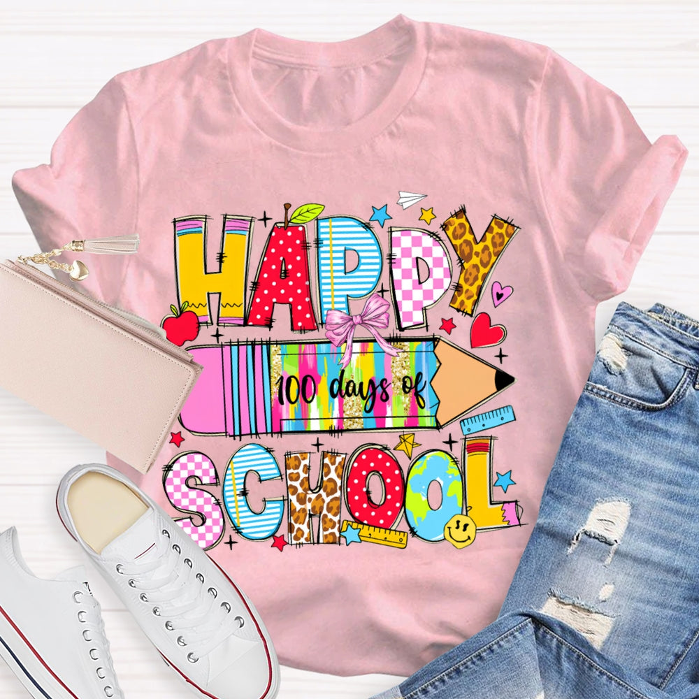 Happy 100 Days Of School Colored Tie-Dye Pencils T-shirt
