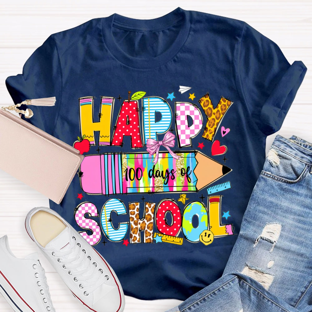 Happy 100 Days Of School Colored Tie-Dye Pencils T-shirt