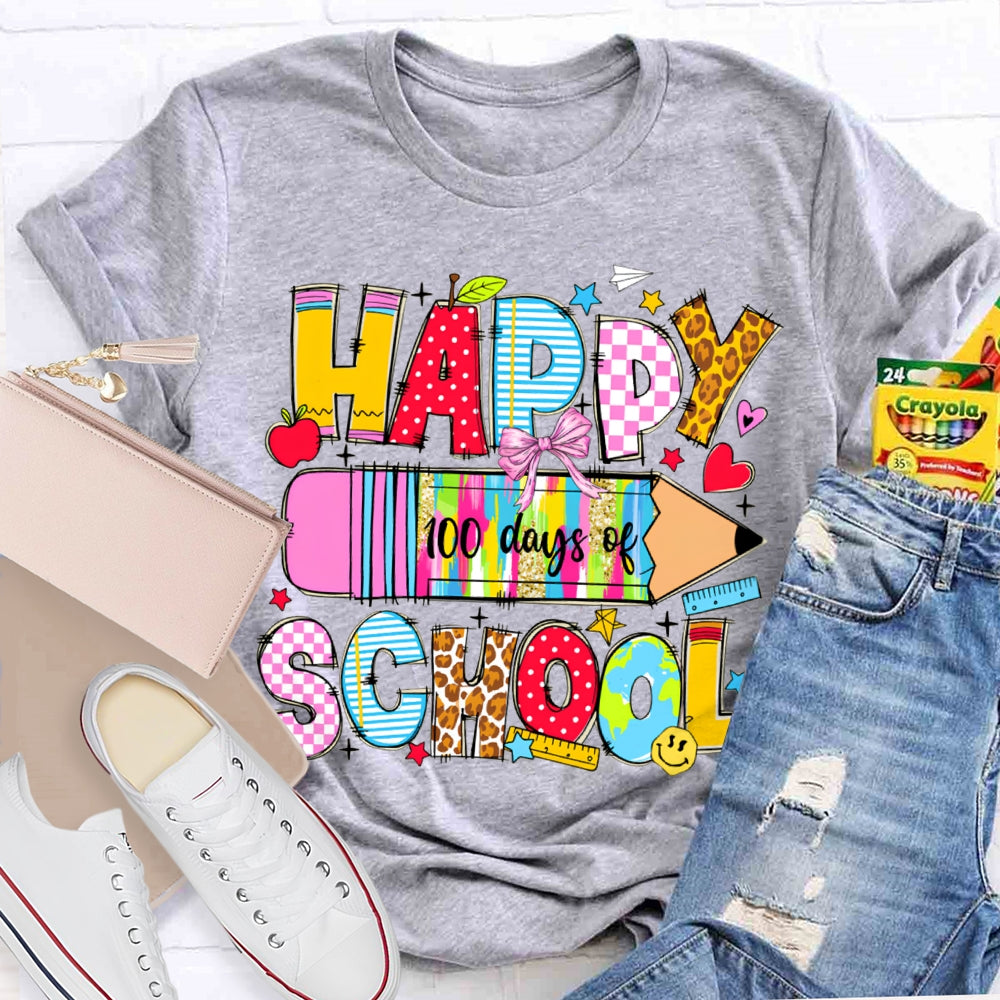 Happy 100 Days Of School Colored Tie-Dye Pencils T-shirt