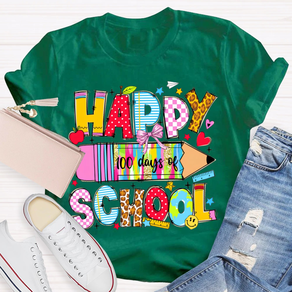 Happy 100 Days Of School Colored Tie-Dye Pencils T-shirt