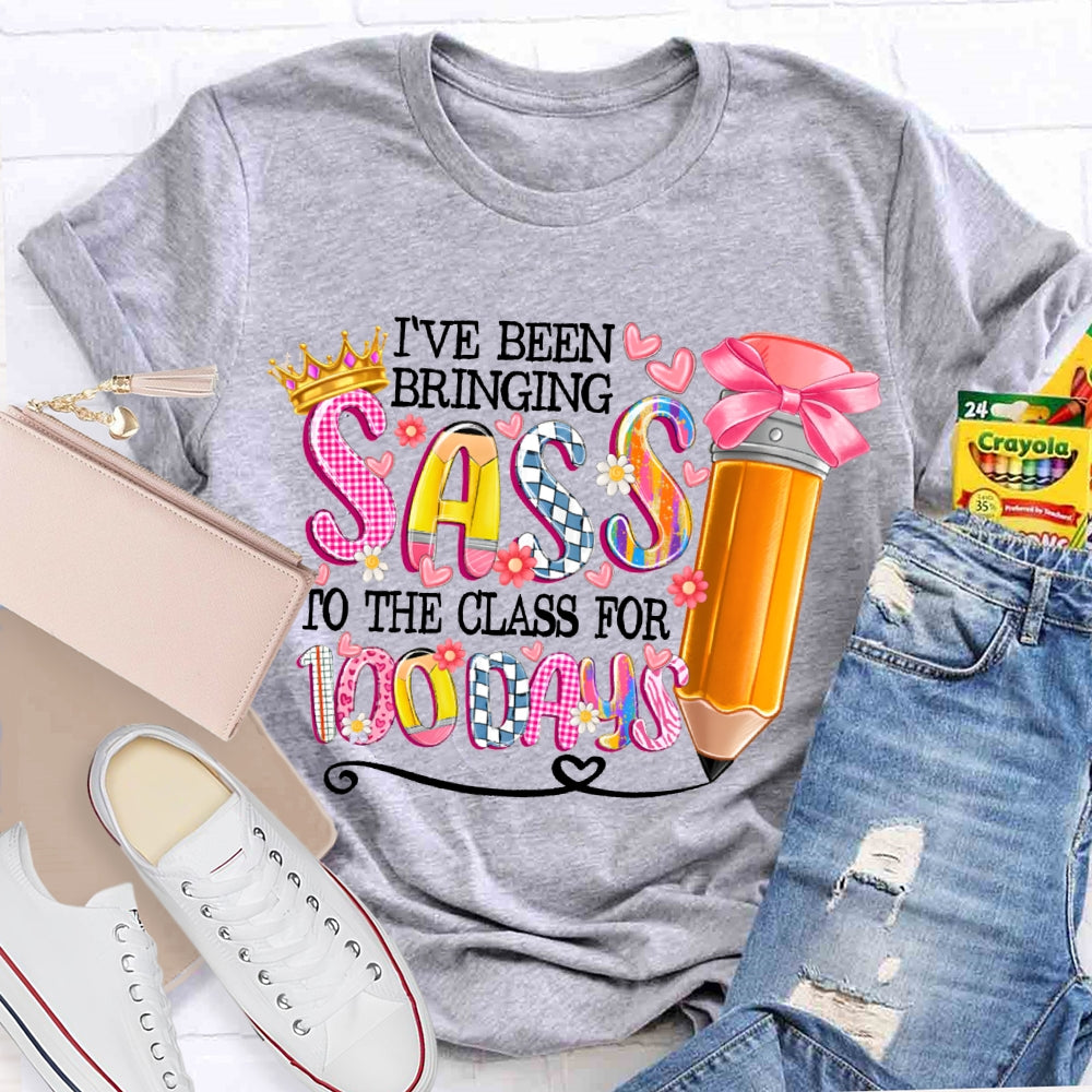 I'Ve Been Bringing Sass To The Class For 100 Days Bow Pencil T-shirt