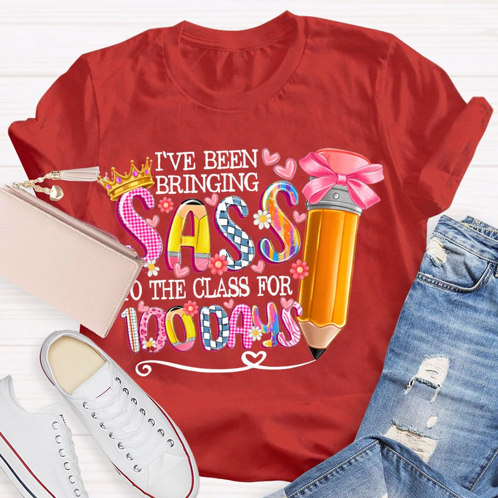 I'Ve Been Bringing Sass To The Class For 100 Days Bow Pencil T-shirt