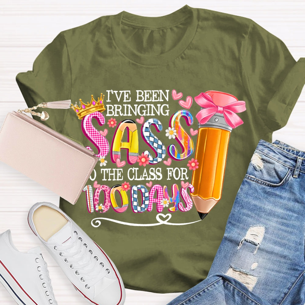 I'Ve Been Bringing Sass To The Class For 100 Days Bow Pencil T-shirt