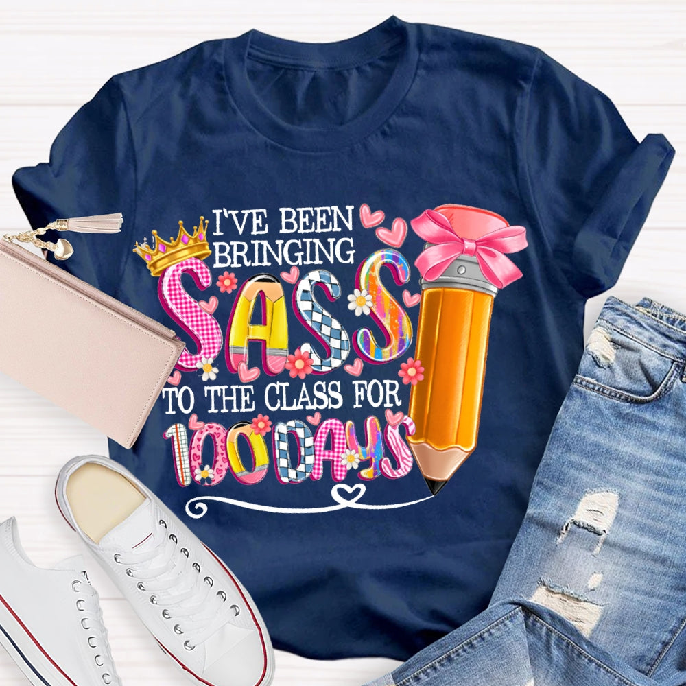 I'Ve Been Bringing Sass To The Class For 100 Days Bow Pencil T-shirt