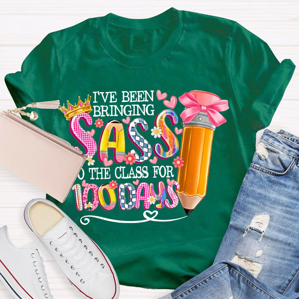 I'Ve Been Bringing Sass To The Class For 100 Days Bow Pencil T-shirt