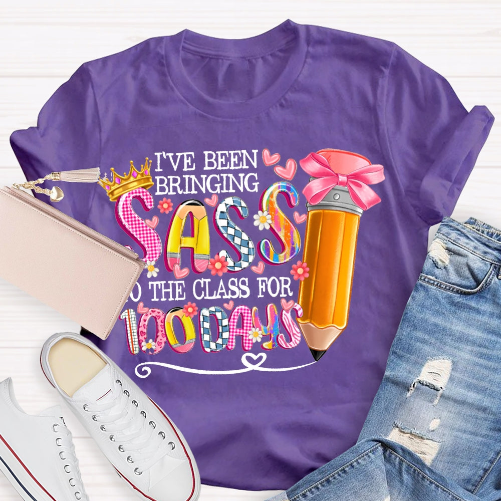 I'Ve Been Bringing Sass To The Class For 100 Days Bow Pencil T-shirt