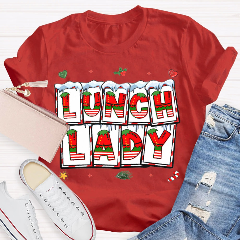 Lunch Lady Christmas Vibes Fonts T-shirt