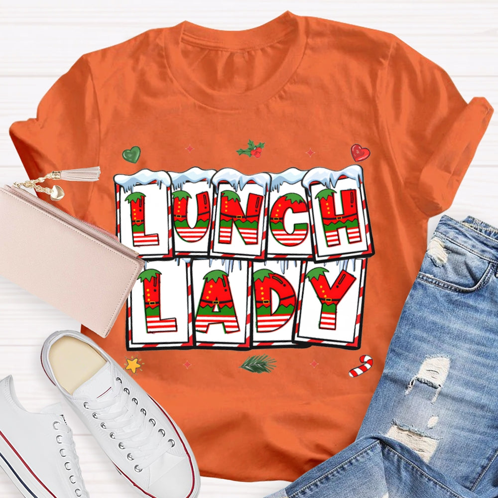 Lunch Lady Christmas Vibes Fonts T-shirt