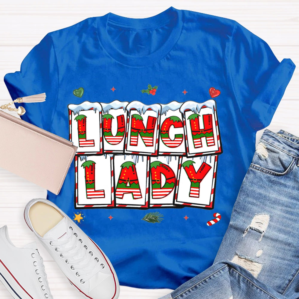 Lunch Lady Christmas Vibes Fonts T-shirt