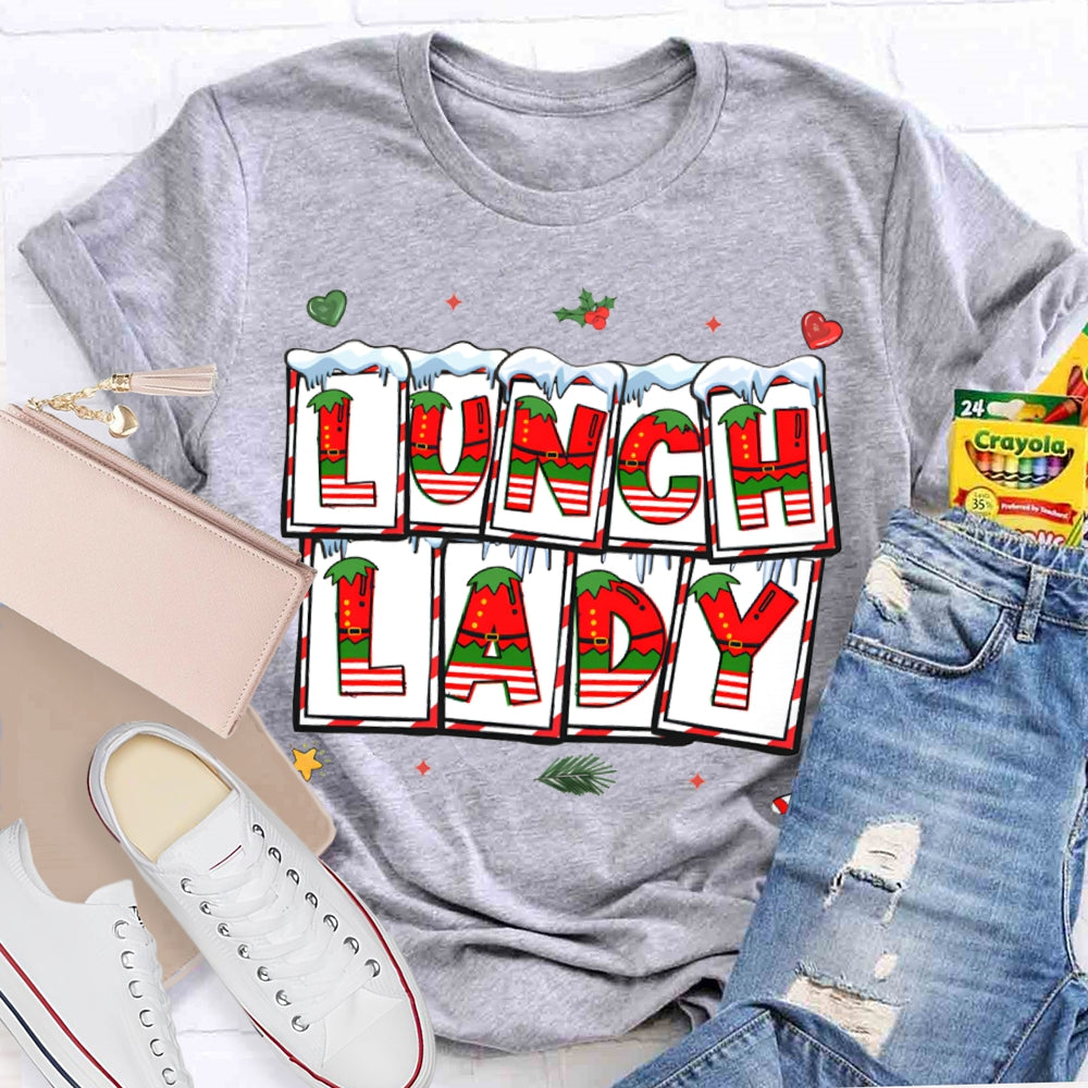 Lunch Lady Christmas Vibes Fonts T-shirt
