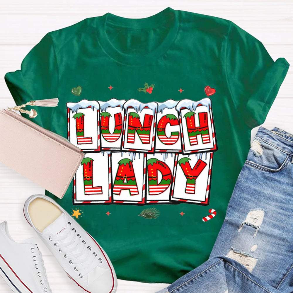 Lunch Lady Christmas Vibes Fonts T-shirt