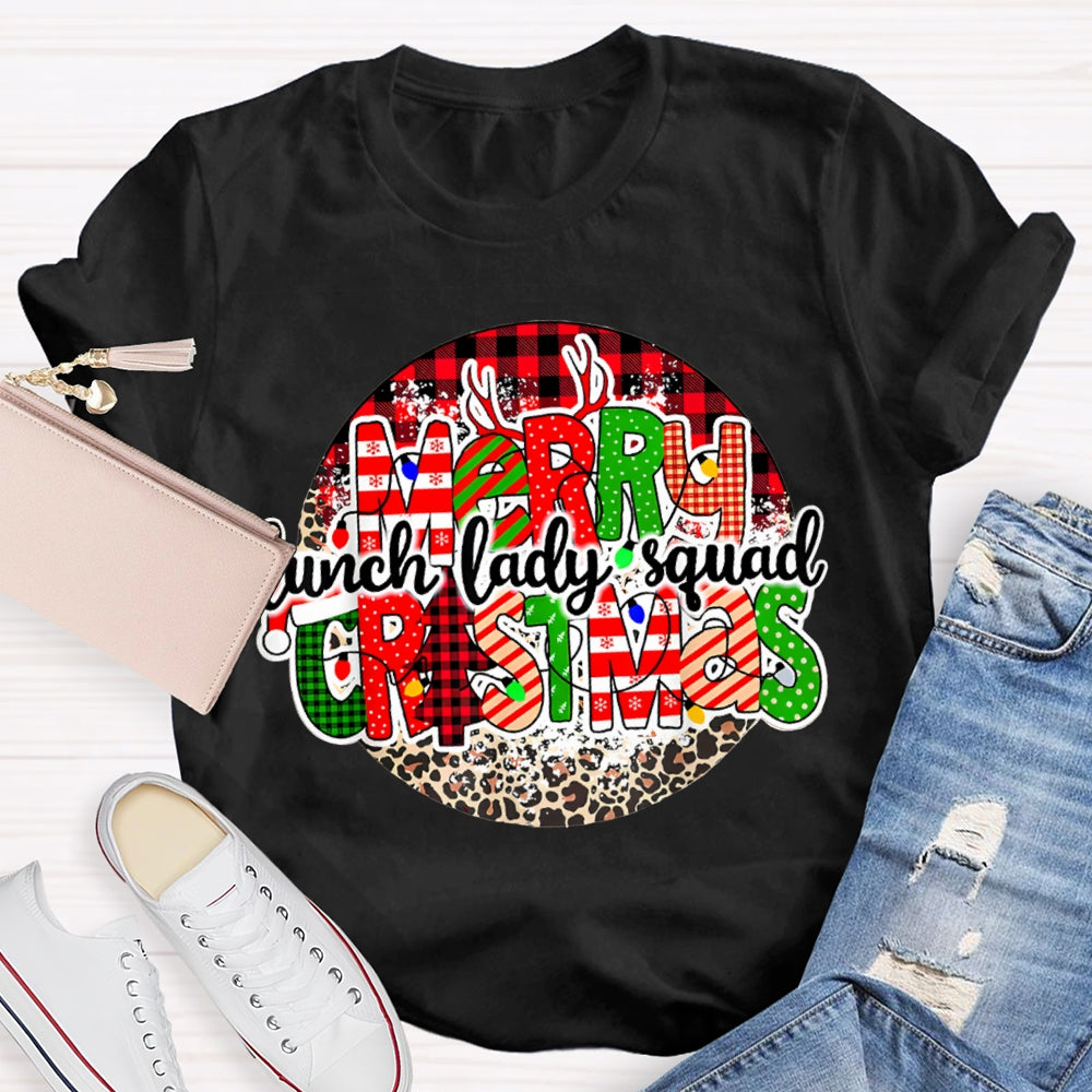 Merry Christmas Lunch Lady Squad Colorful Print Christmas T-shirt