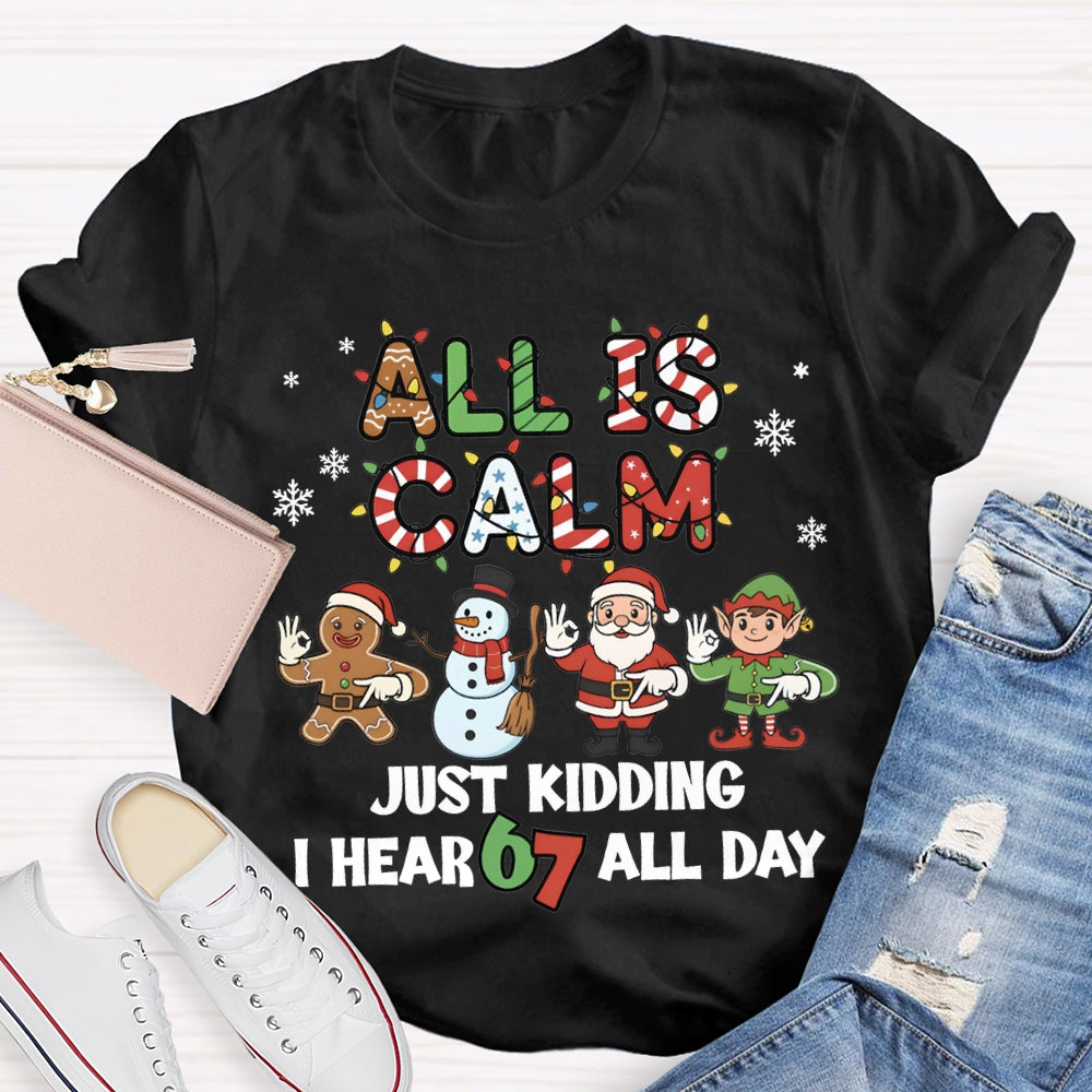 All Is Calm Just Kidding I Hear 67 All Day Christmas Lights T-shirt