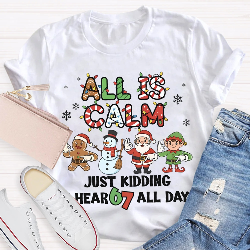 All Is Calm Just Kidding I Hear 67 All Day Christmas Lights T-shirt
