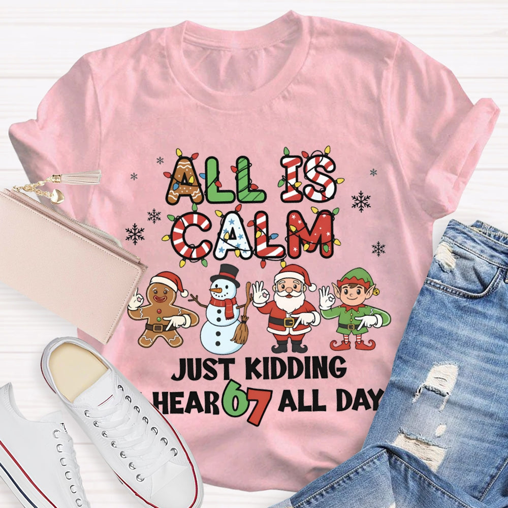 All Is Calm Just Kidding I Hear 67 All Day Christmas Lights T-shirt