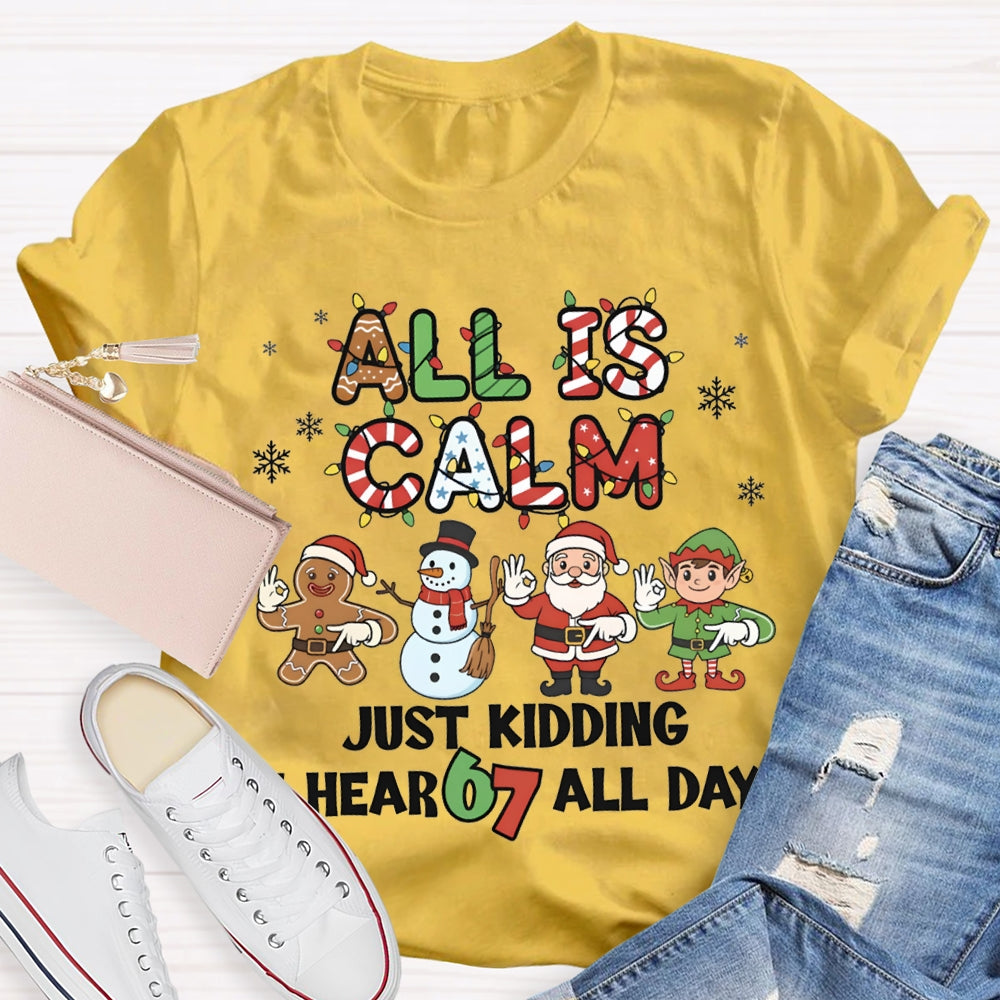 All Is Calm Just Kidding I Hear 67 All Day Christmas Lights T-shirt