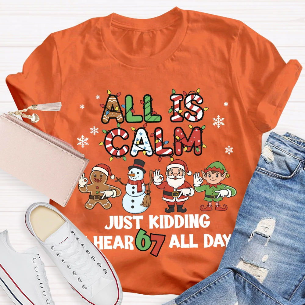 All Is Calm Just Kidding I Hear 67 All Day Christmas Lights T-shirt