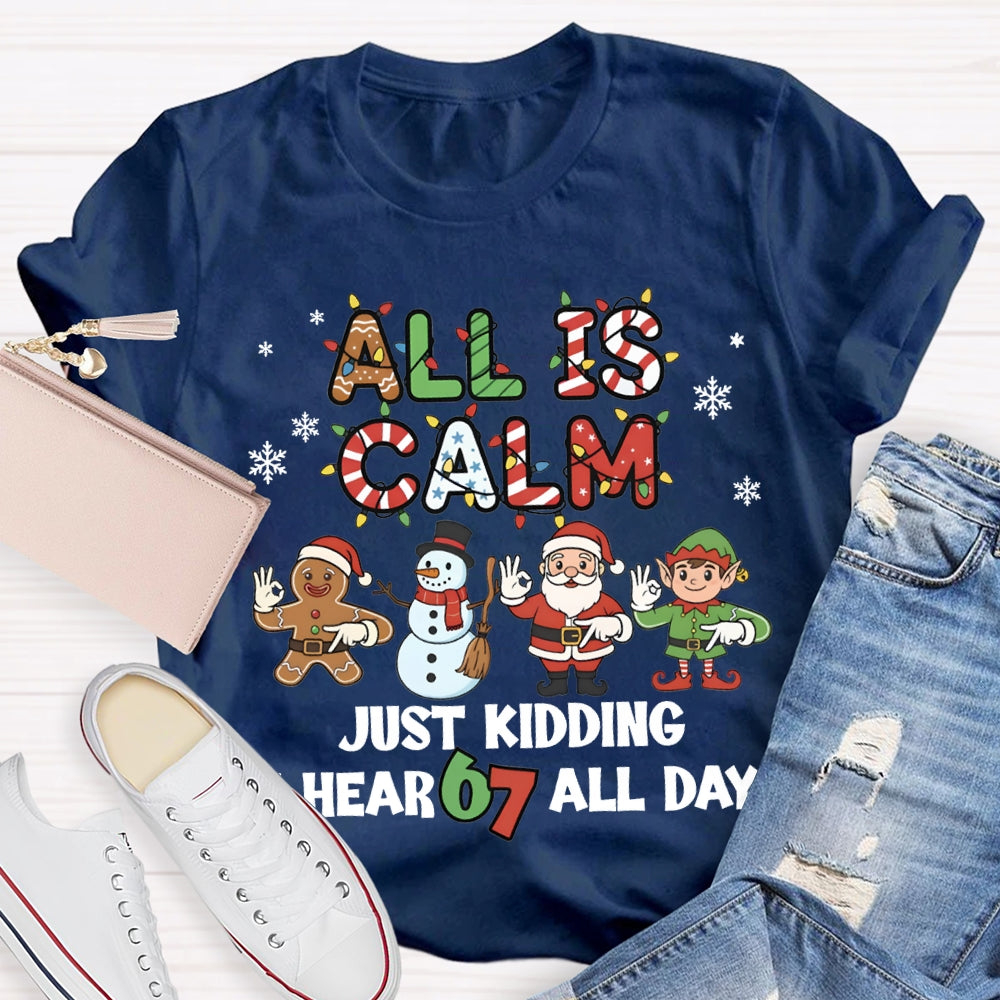 All Is Calm Just Kidding I Hear 67 All Day Christmas Lights T-shirt