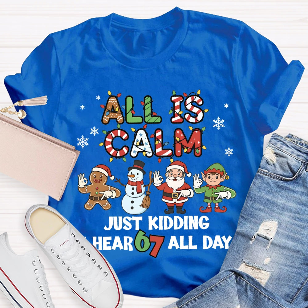 All Is Calm Just Kidding I Hear 67 All Day Christmas Lights T-shirt