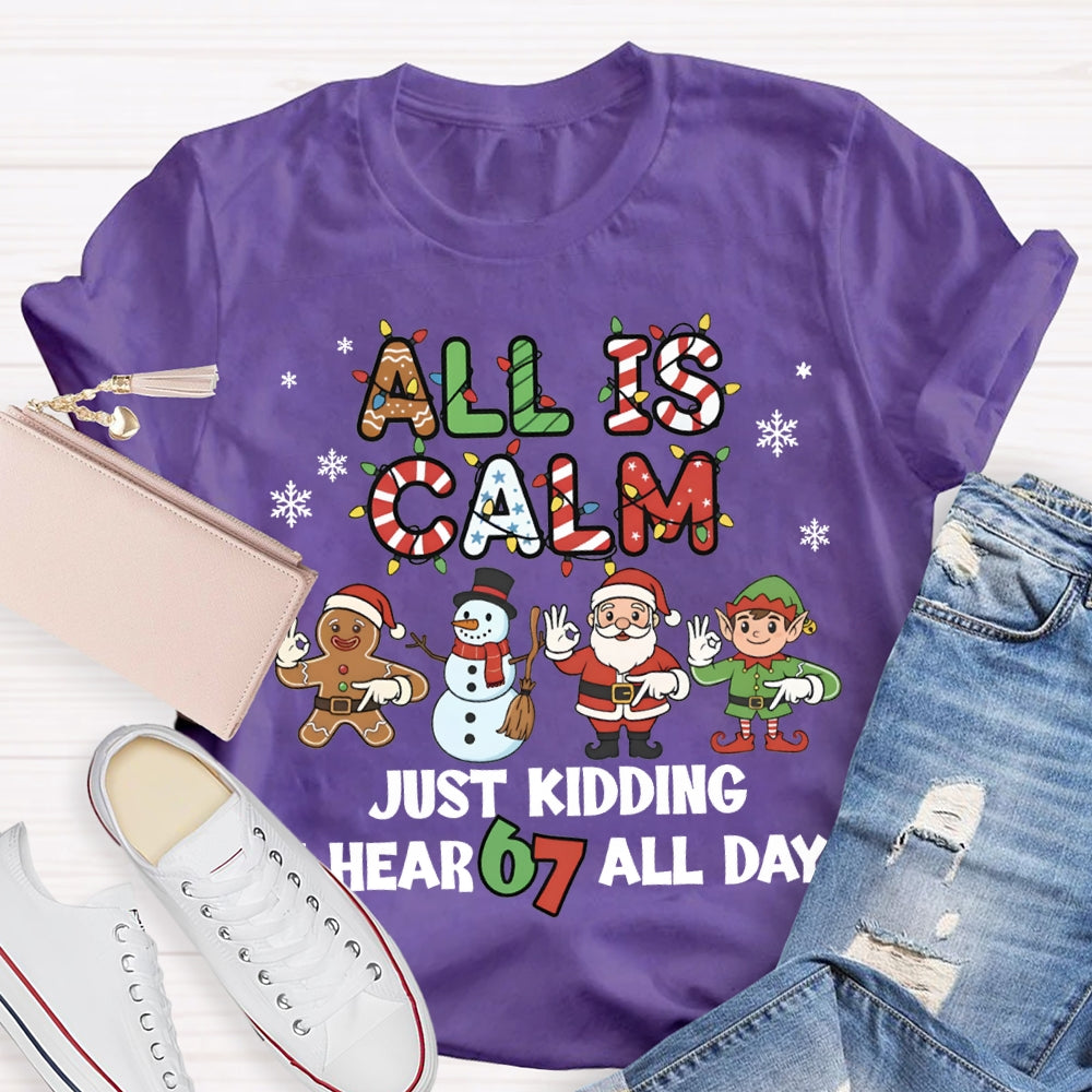 All Is Calm Just Kidding I Hear 67 All Day Christmas Lights T-shirt