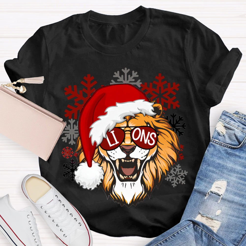 Personalized Mascot Christmas Hats And Snowflakes Christmas T-shirt