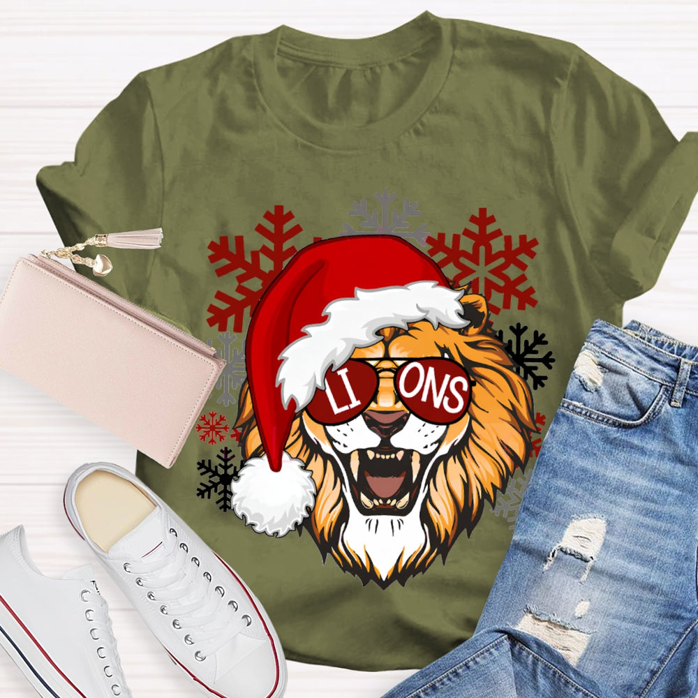 Personalized Mascot Christmas Hats And Snowflakes Christmas T-shirt