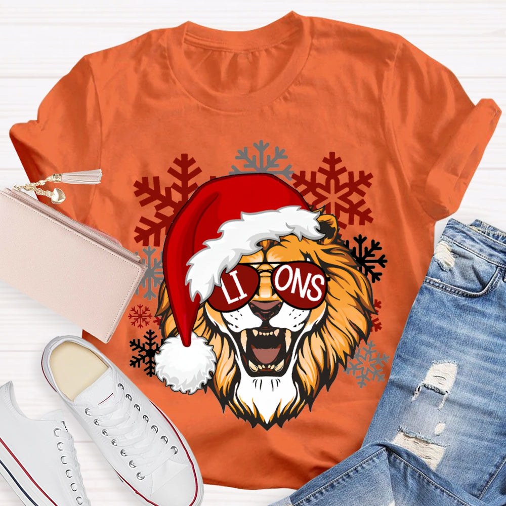 Personalized Mascot Christmas Hats And Snowflakes Christmas T-shirt